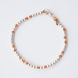 Orange Nof צמיד חרוזי כסף בשילוב חוט כתום image 0