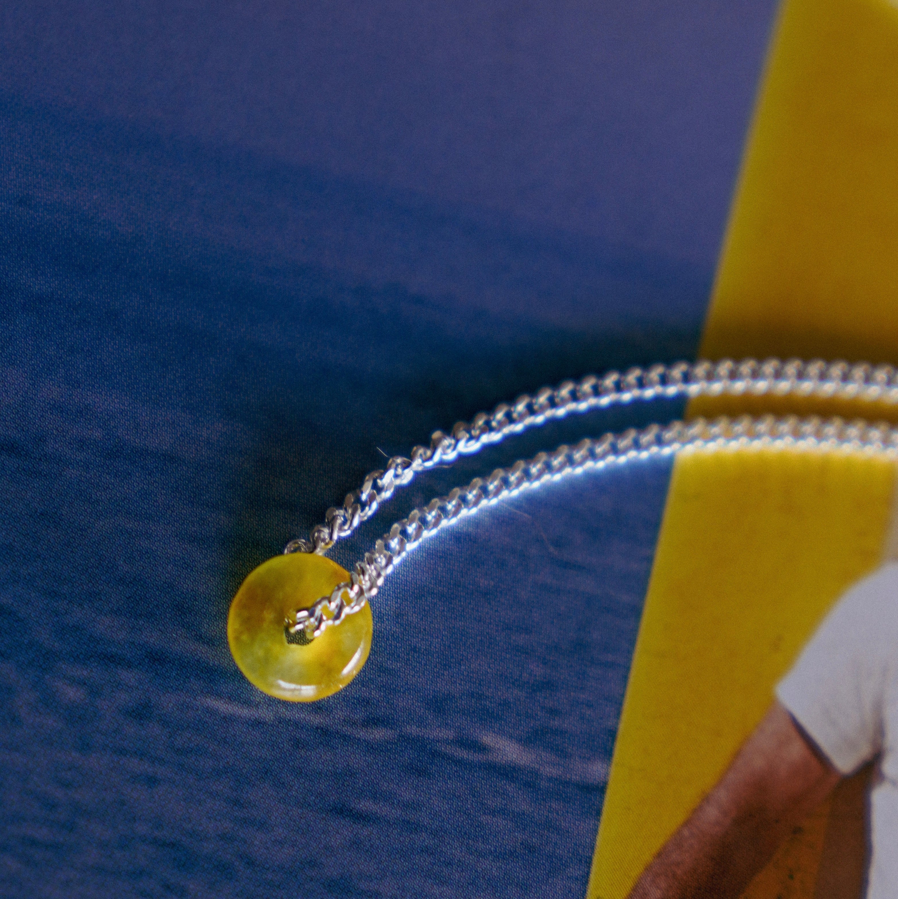 Yellow JADE - שרשרת כסף גורמט 925 אבן ג׳ייד צהובה  image 1