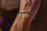 צמיד לגבר סרוג טורקיז עם תליון כסף 925 turquoise wave image 0