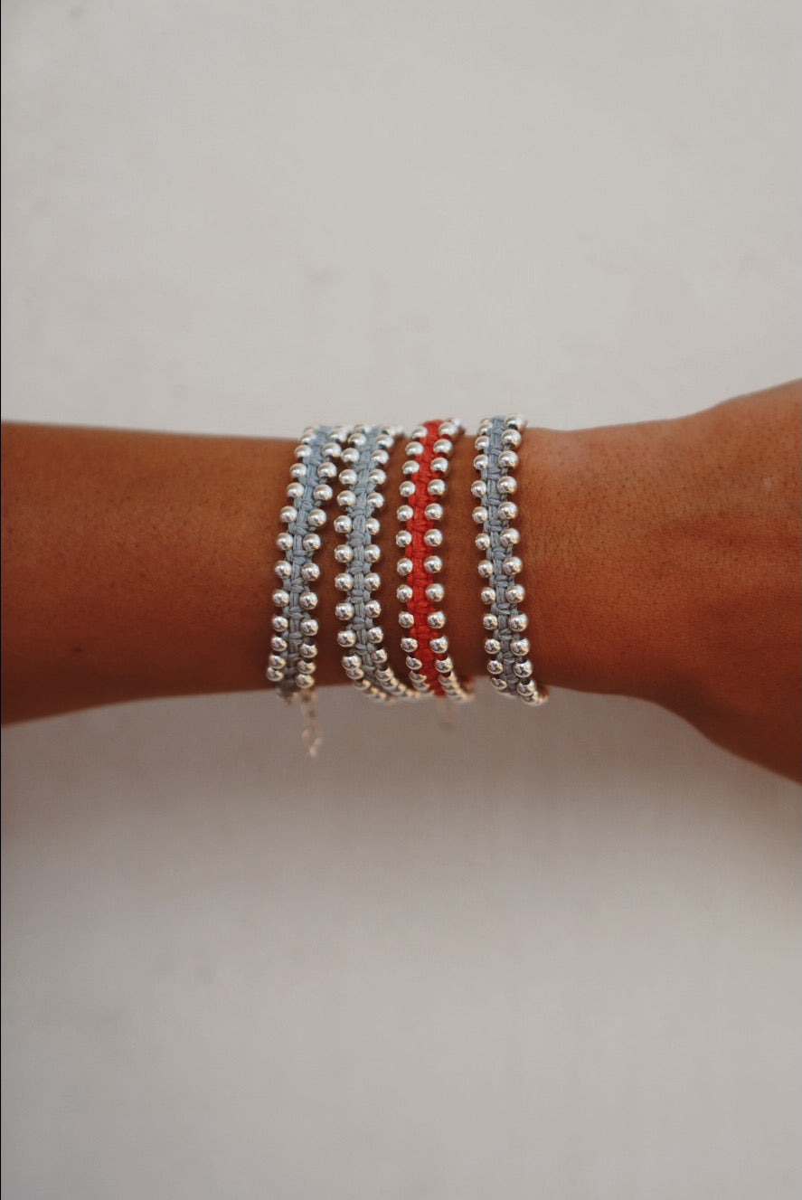 צמיד לנשים משולב מקרמה וכסף 925 beads and macrame ✨ image 1