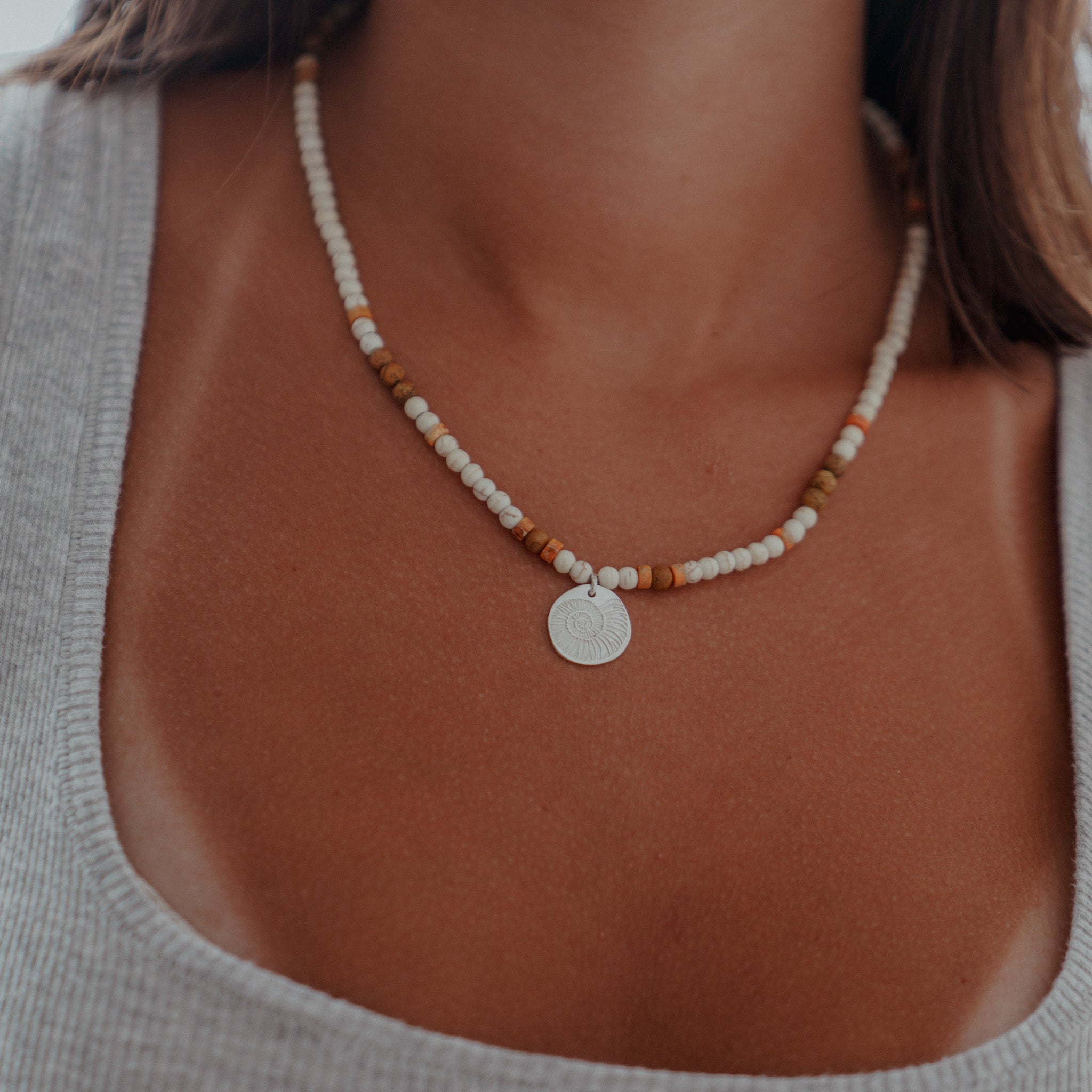 Orange ammonite necklace