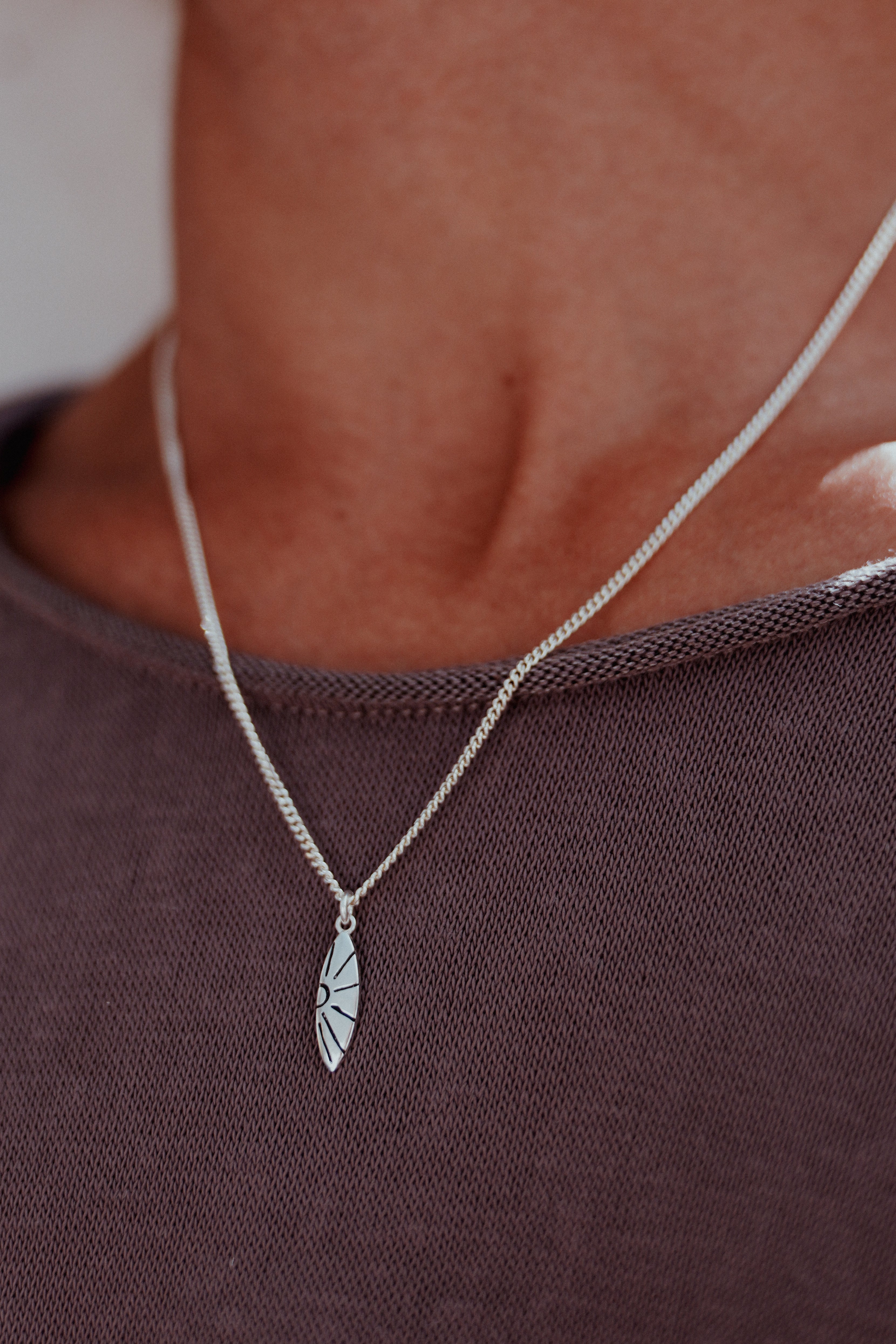 Mini sun surfboard necklace