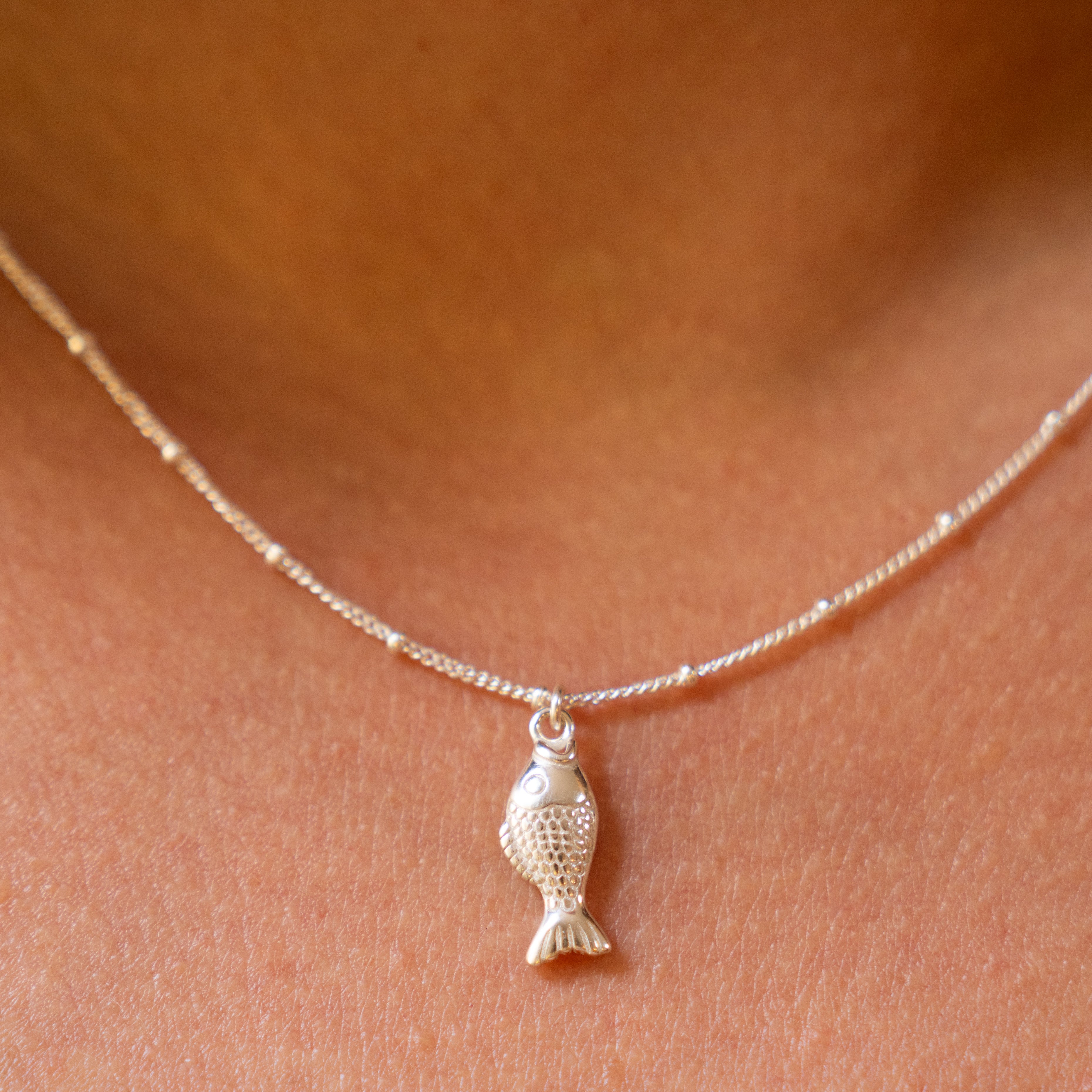 Silver lucky fish - שרשרת כסף 925 תליון דג image 1