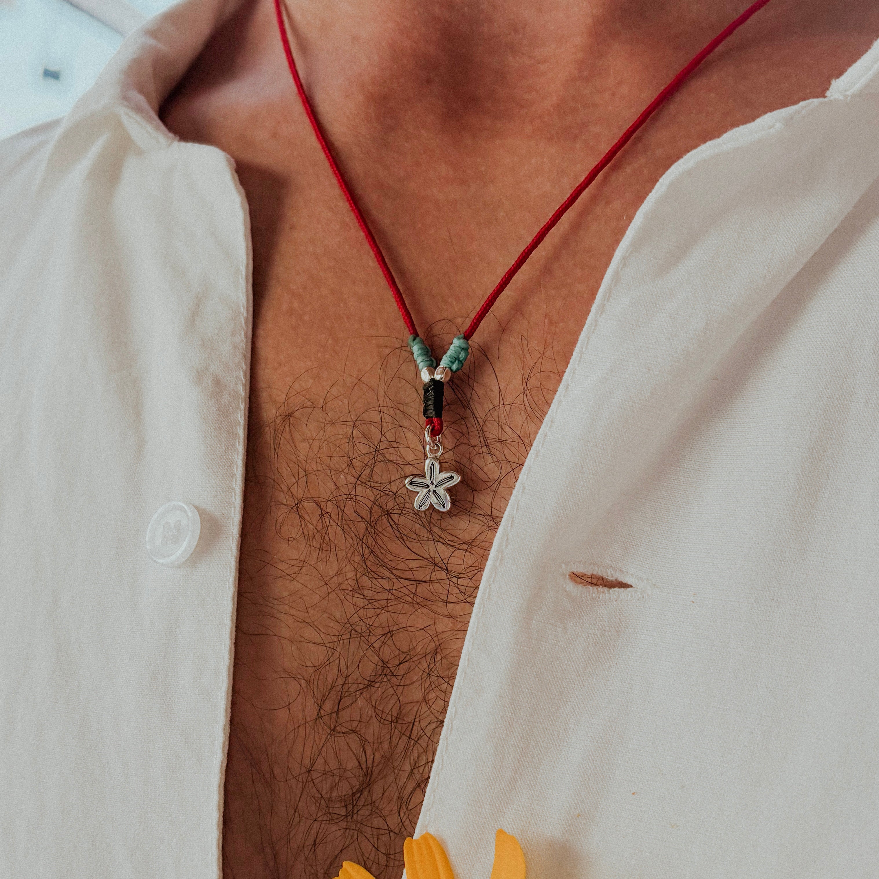 Red little surfboards flower- שרשרת חבל אדום image 0