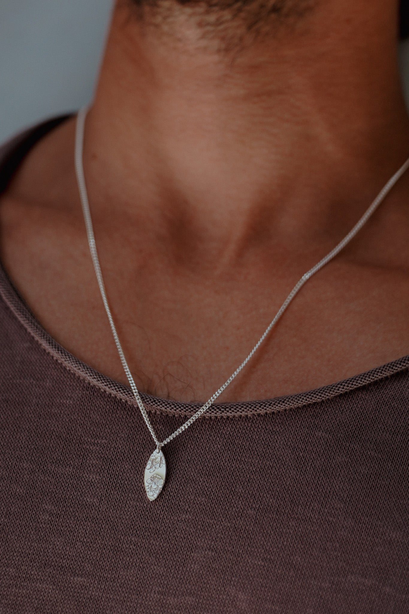 Plumeria surfboard necklace